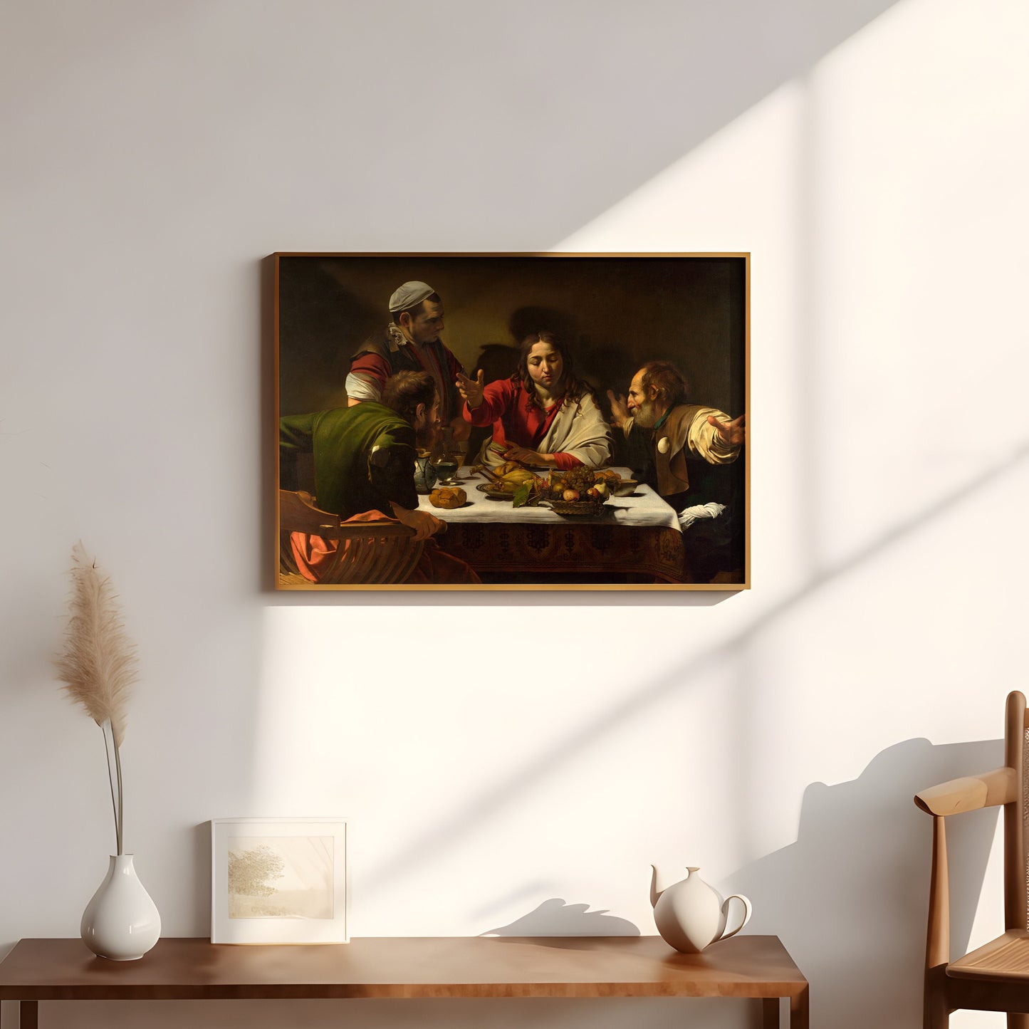 Supper at Emmaus - Caravaggio, original antique oil painting  vintage, Printable art  instant download, SKU  343C