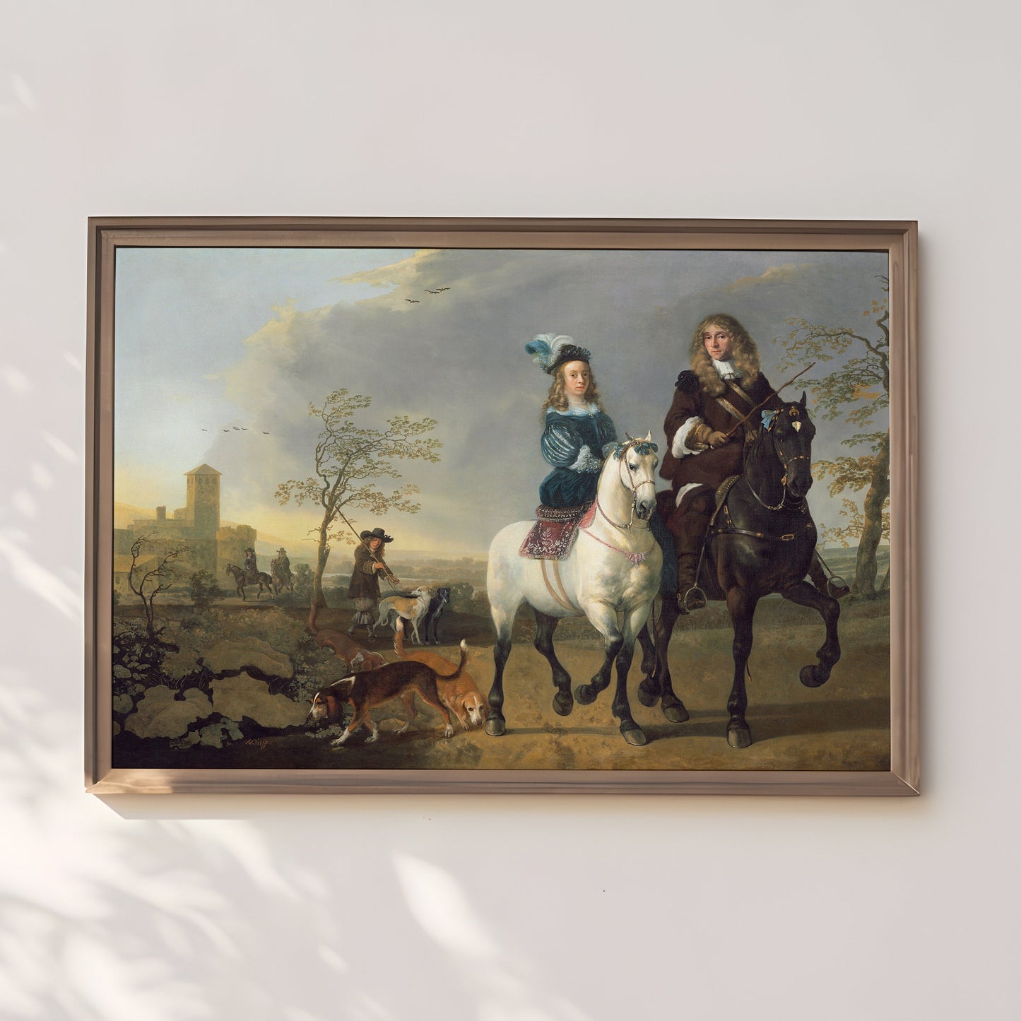 Aelbert Cuyp - Lady and Gentleman on Horseback , Original antique figure painting , vintage Printable art instant download , SKU 346AC