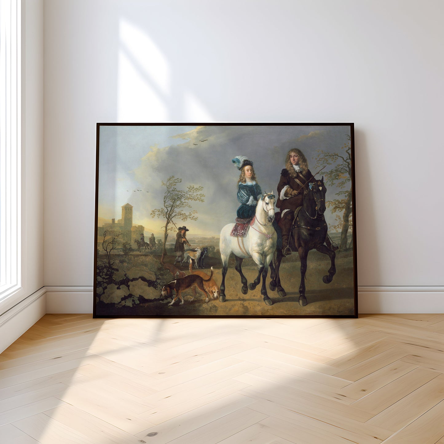 Aelbert Cuyp - Lady and Gentleman on Horseback , Original antique figure painting , vintage Printable art instant download , SKU 346AC