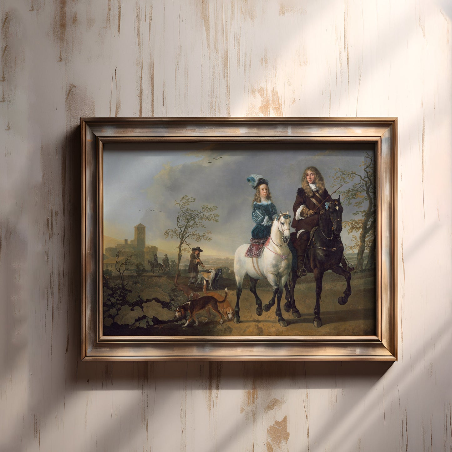Aelbert Cuyp - Lady and Gentleman on Horseback , Original antique figure painting , vintage Printable art instant download , SKU 346AC