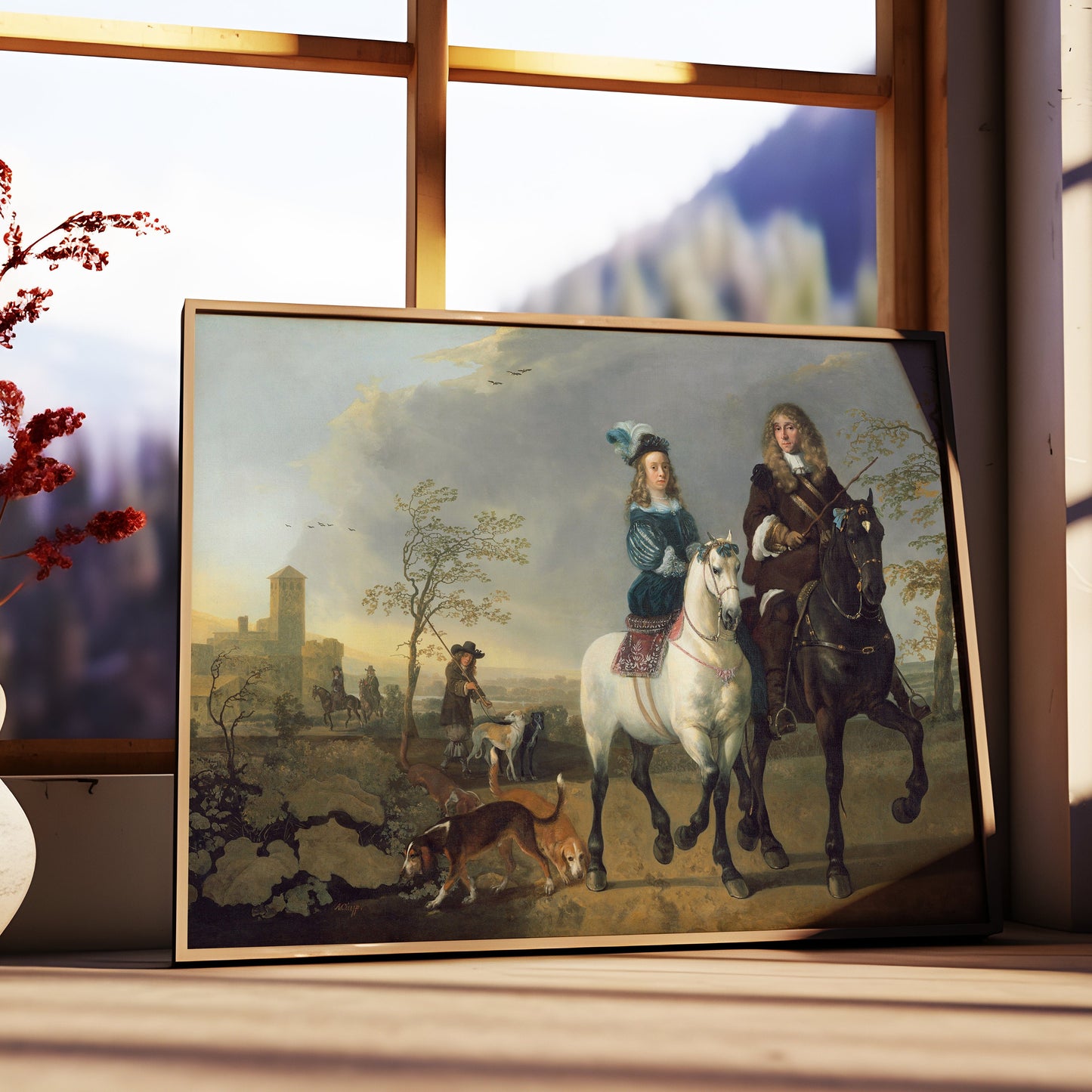 Aelbert Cuyp - Lady and Gentleman on Horseback , Original antique figure painting , vintage Printable art instant download , SKU 346AC