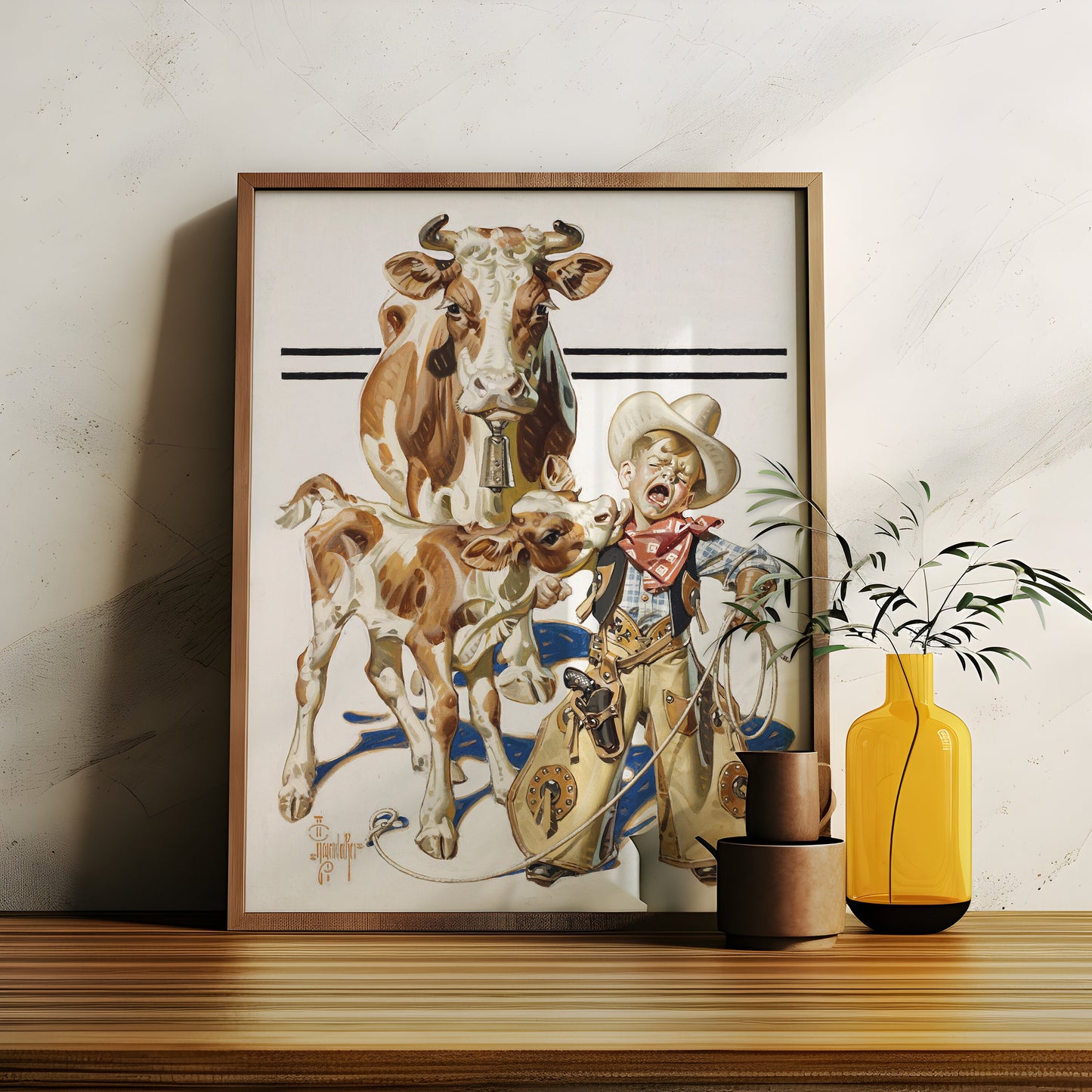 Joseph Christian Leyendecker - Little Cowboy , Original antique figure painting , vintage Printable art instant download , SKU 364JCL
