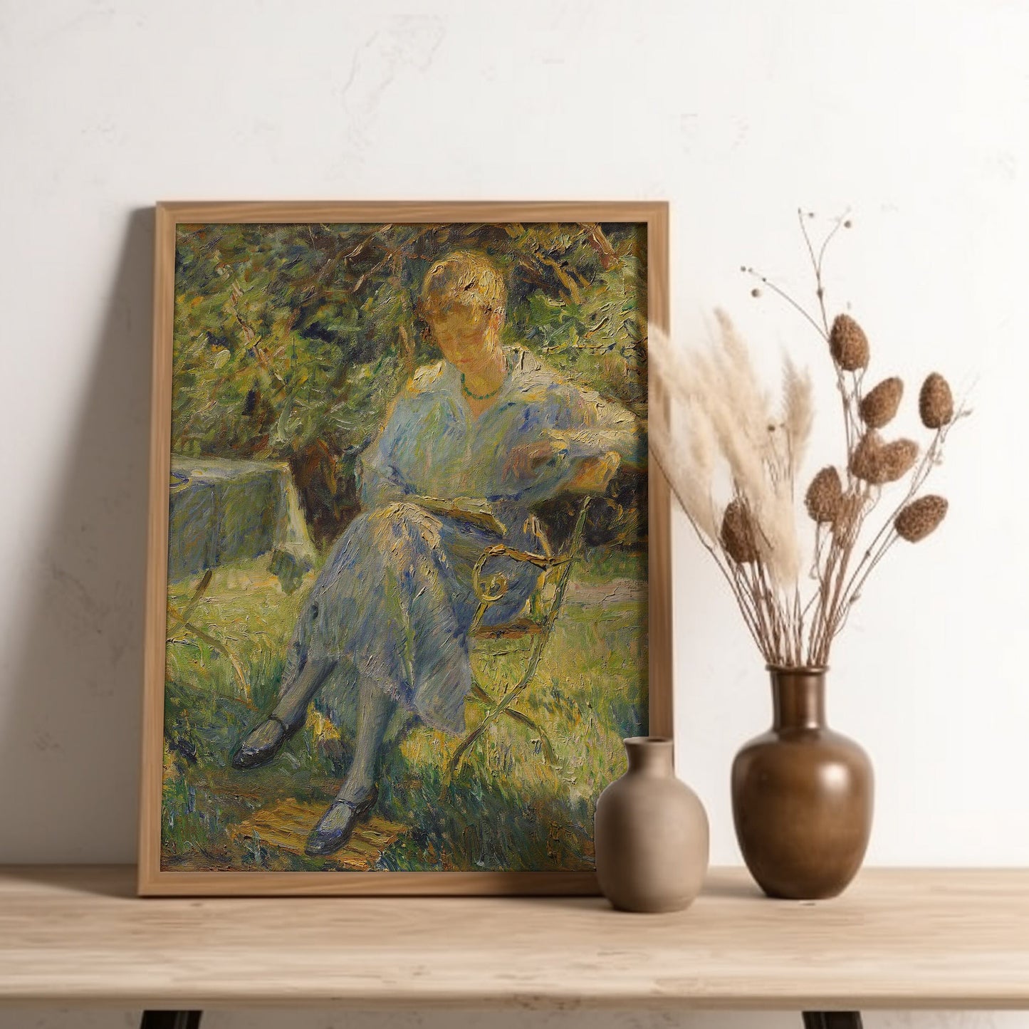 Woman In Garden - Otto Eduard Pippel , Original antique figure painting , vintage Printable art instant download , SKU 365OEP