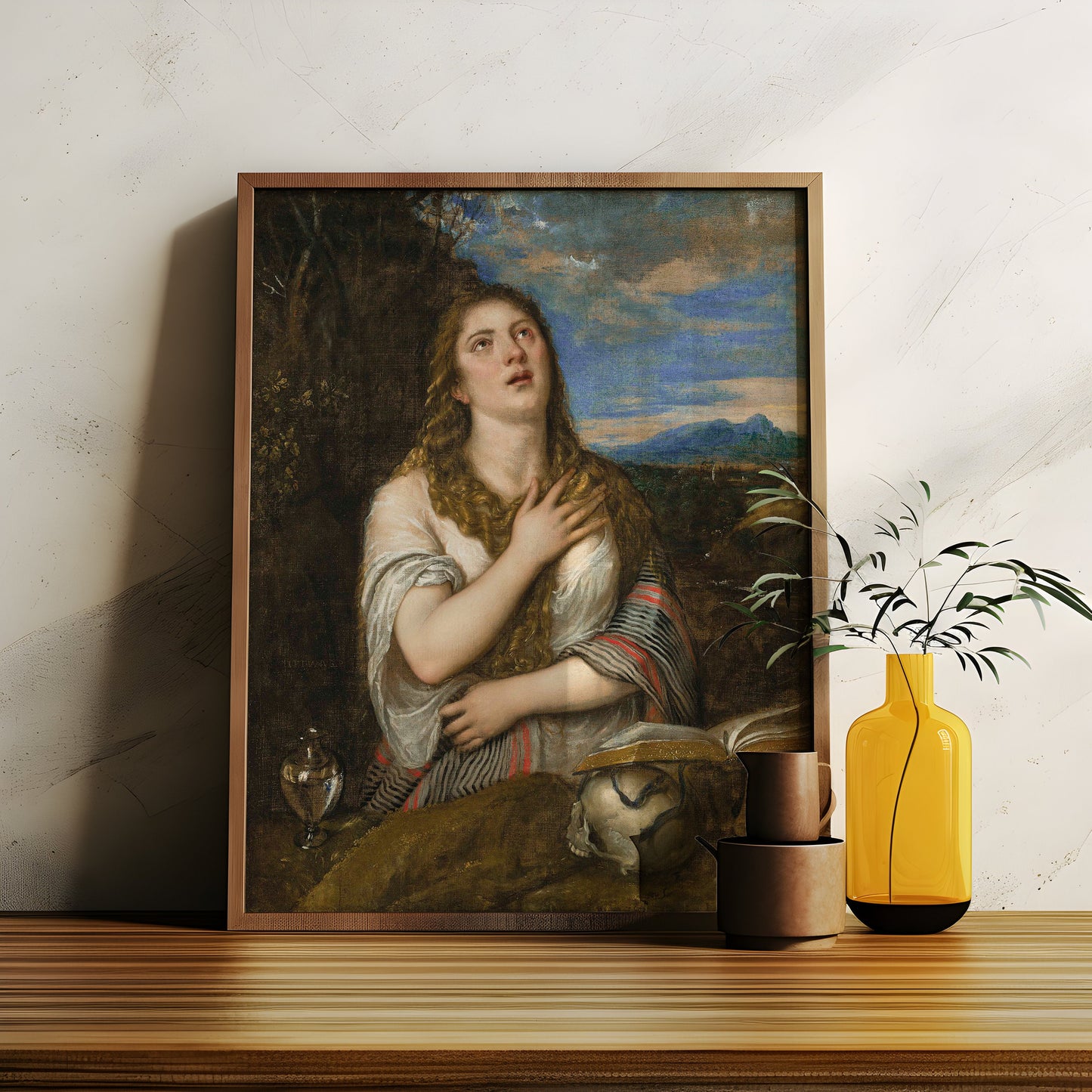 Titian - Penitent Magdalene, original antique oil painting  vintage, Printable art  instant download, SKU  368T