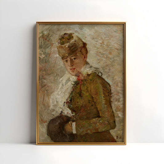 Berthe Morisot - Portrait of Woman, Original antique figure painting , vintage Printable art instant download , SKU 369BM