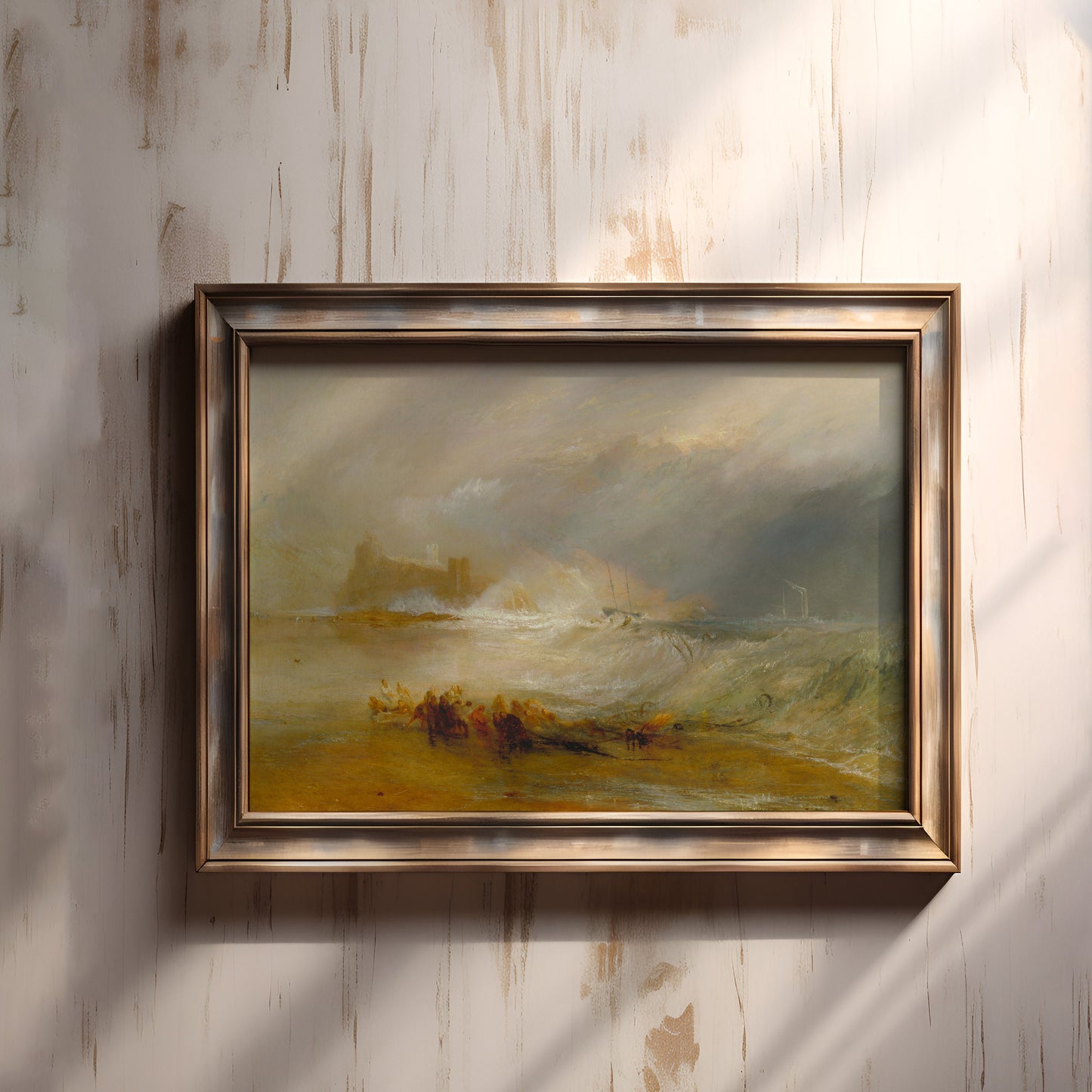 William Turner - Seascape original antique oil painting  vintage, Printable art  instant download, Wreckers, SKU  266JMW