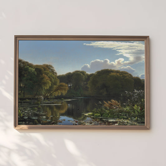 Skovgaard - Forest Lake, Original antique painting, vintage Printable art  instant download, SKU  270PCS