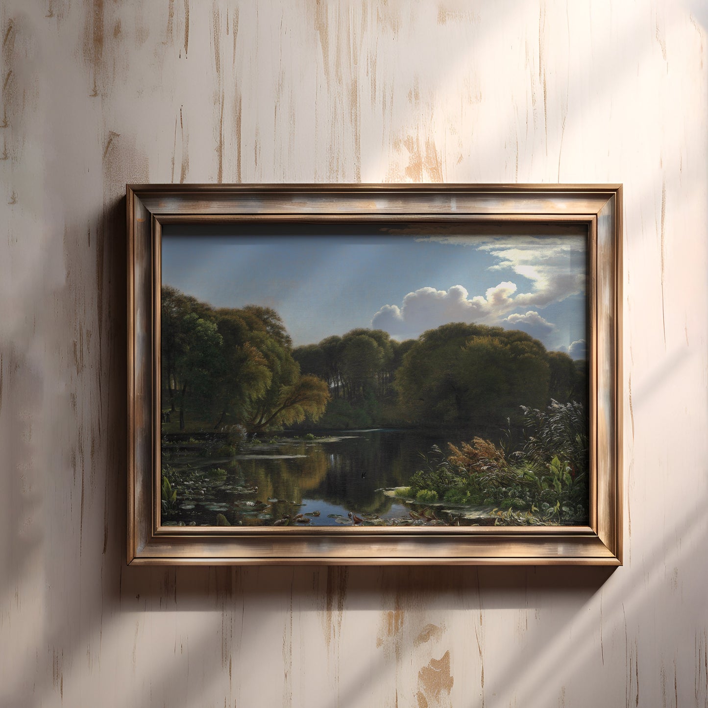 Skovgaard - Forest Lake, Original antique painting, vintage Printable art  instant download, SKU  270PCS