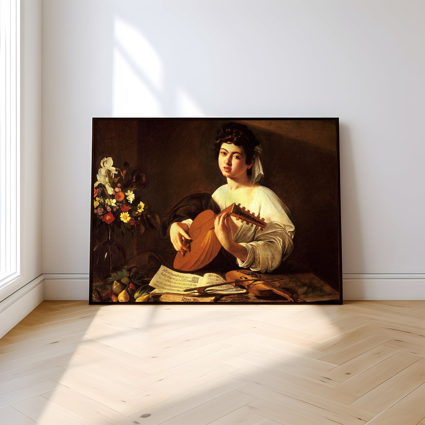 Lute Player  - Caravaggio , original antique oil figure painting , vintage Printable art instant download , SKU 273C