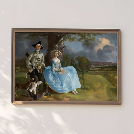 Portrait Married Couple  - Gainsborough , original antique oil figure painting , vintage Printable art instant download , SKU 278TG