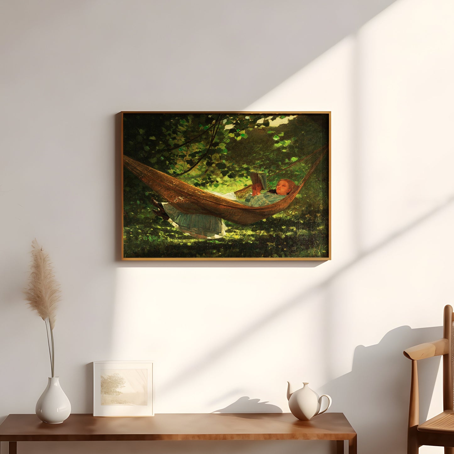 Winslow Homer - Woman in Hammock , 19th century original antique oil figure painting , vintage Printable art instant download , SKU 281WH