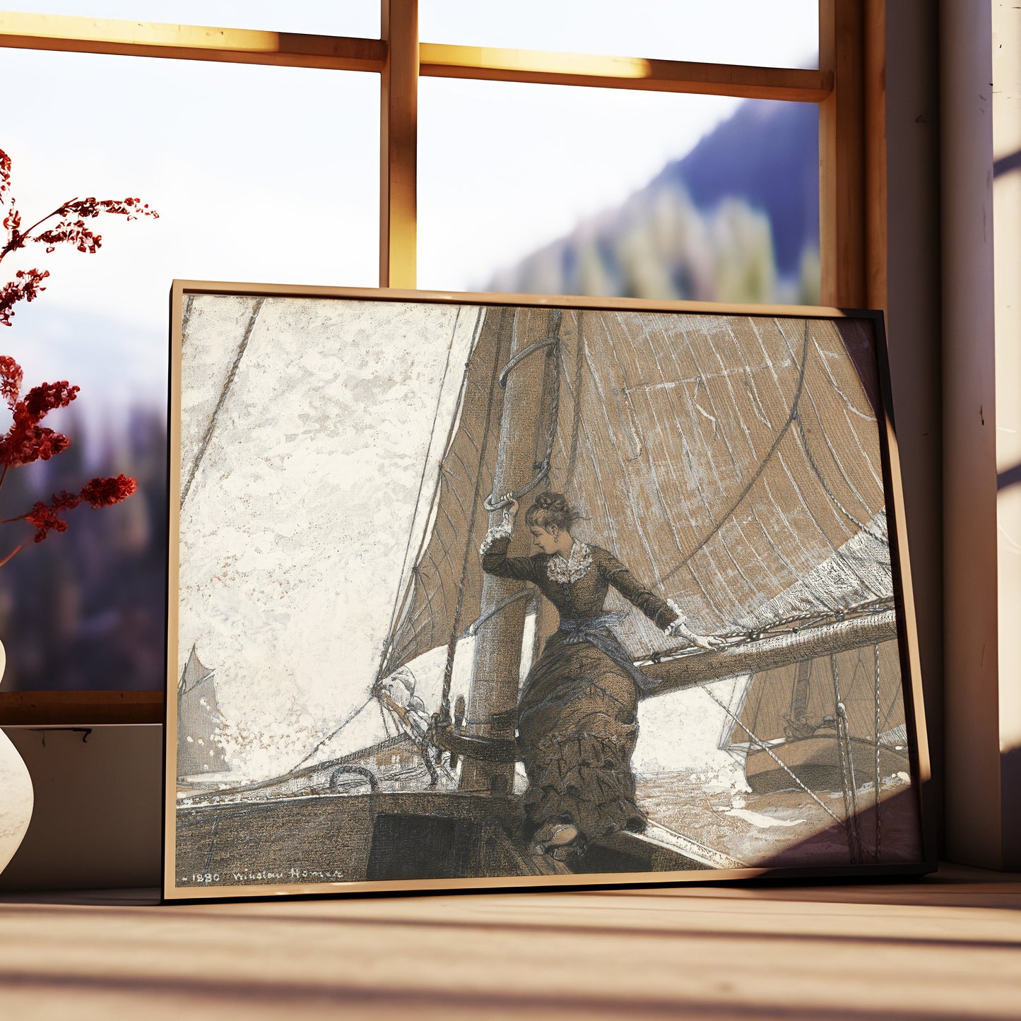 Winslow Homer - Yachting Girl, 19th century, original antique painting, vintage Printable art instant download, SKU  286WH