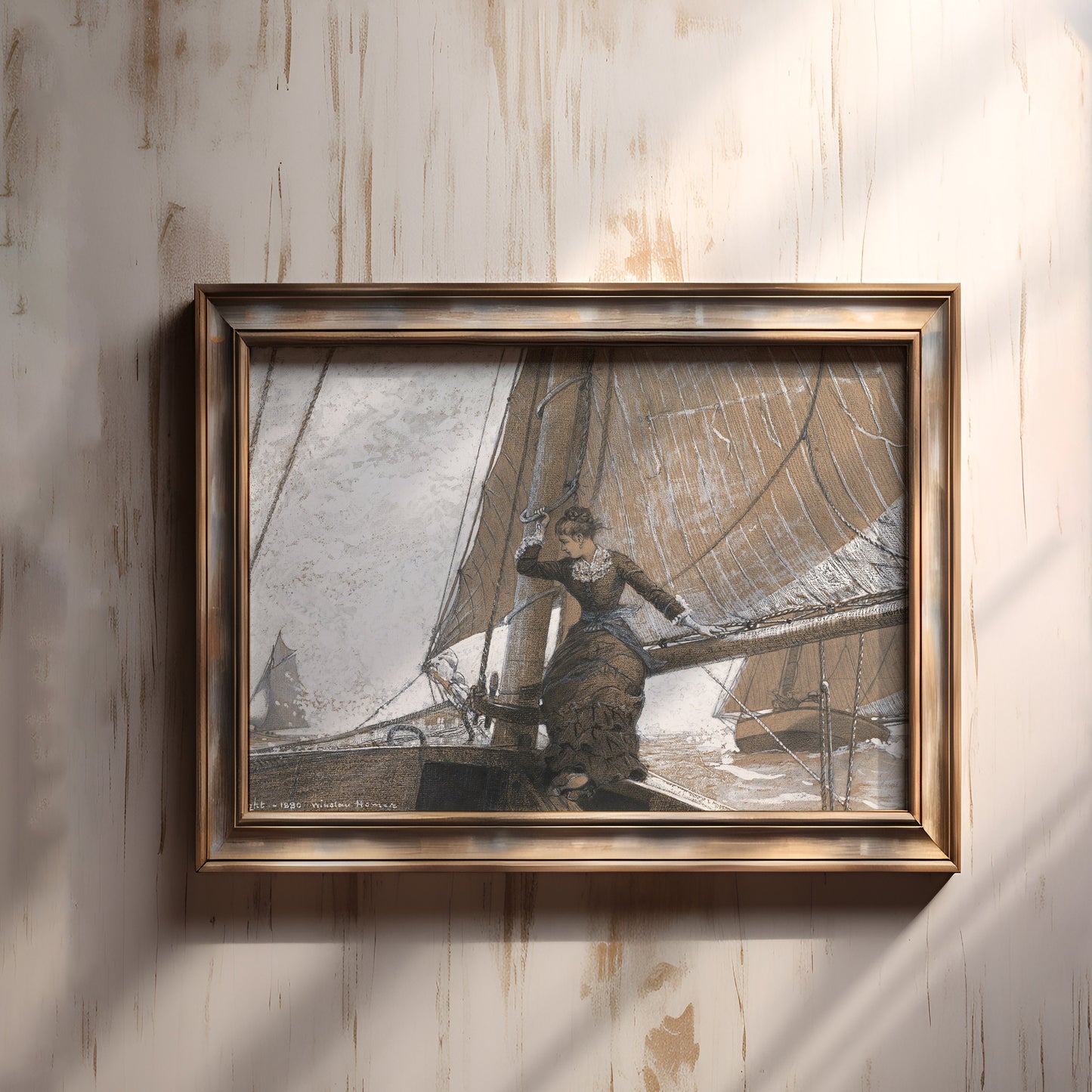 Winslow Homer - Yachting Girl, 19th century, original antique painting, vintage Printable art instant download, SKU  286WH
