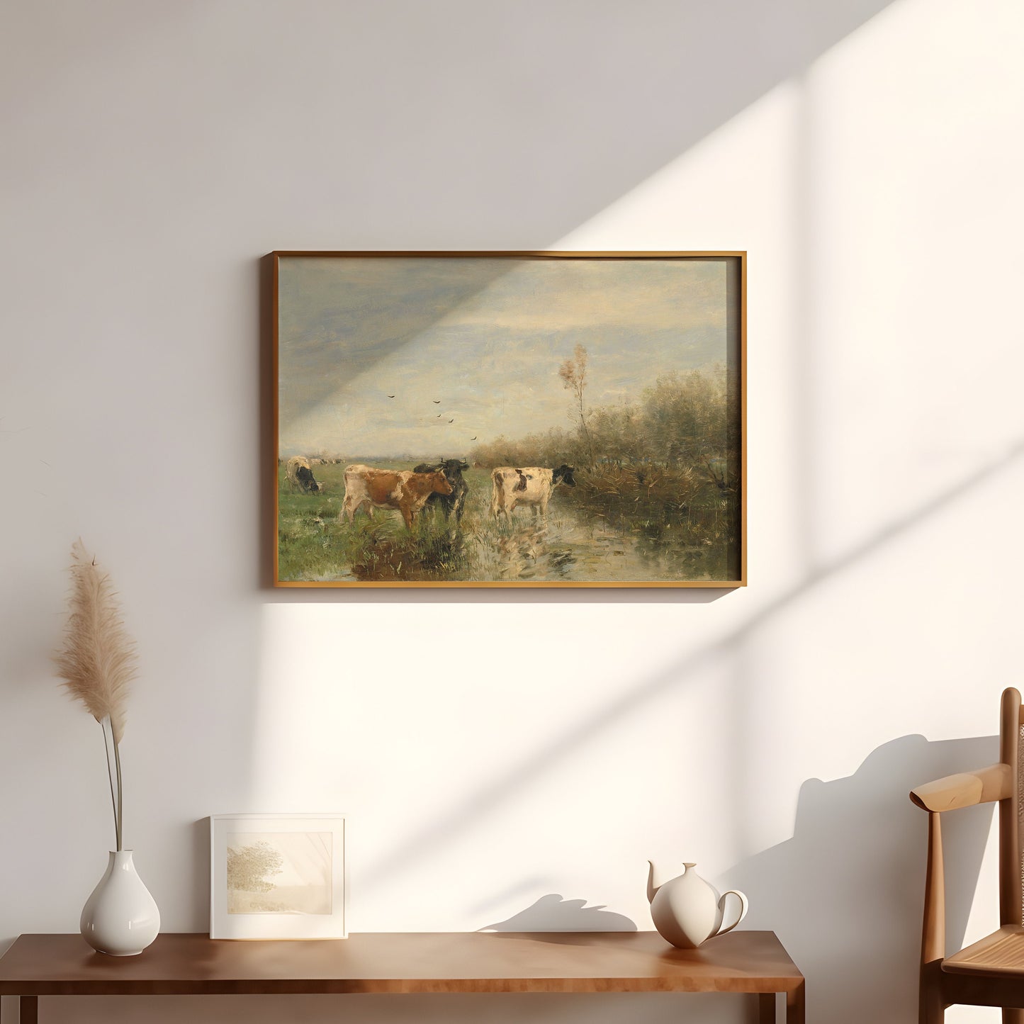 Rustic Landscape, Willem Maris - Cows in  Meadow, Original vintage painting, Printable fine art  instant download, SKU  288WM