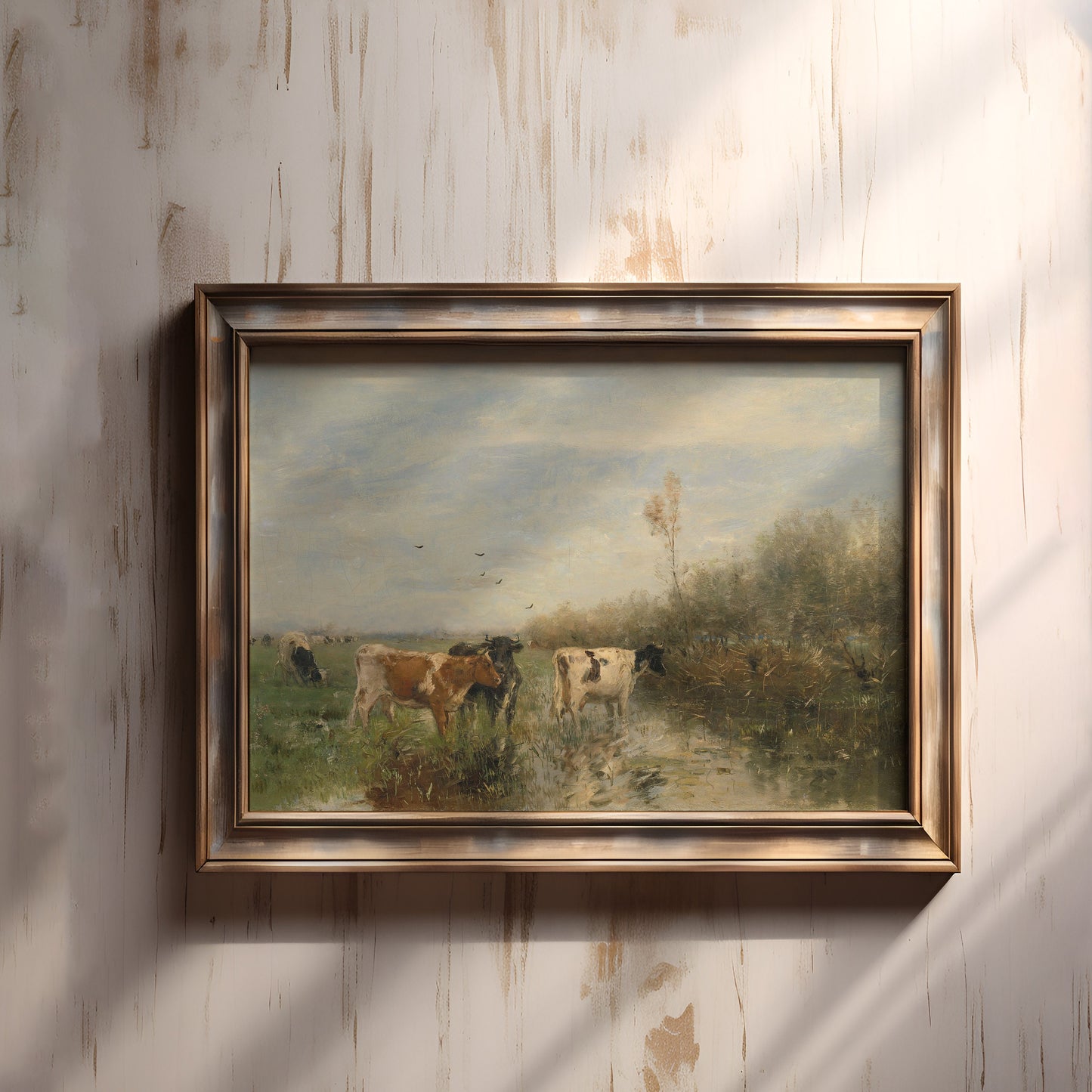Rustic Landscape, Willem Maris - Cows in  Meadow, Original vintage painting, Printable fine art  instant download, SKU  288WM