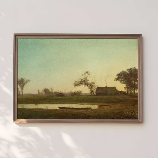 John Murphy - Rustic Landscape , 19th century Original antique painting , vintage Printable art instant download , SKU 291JFM