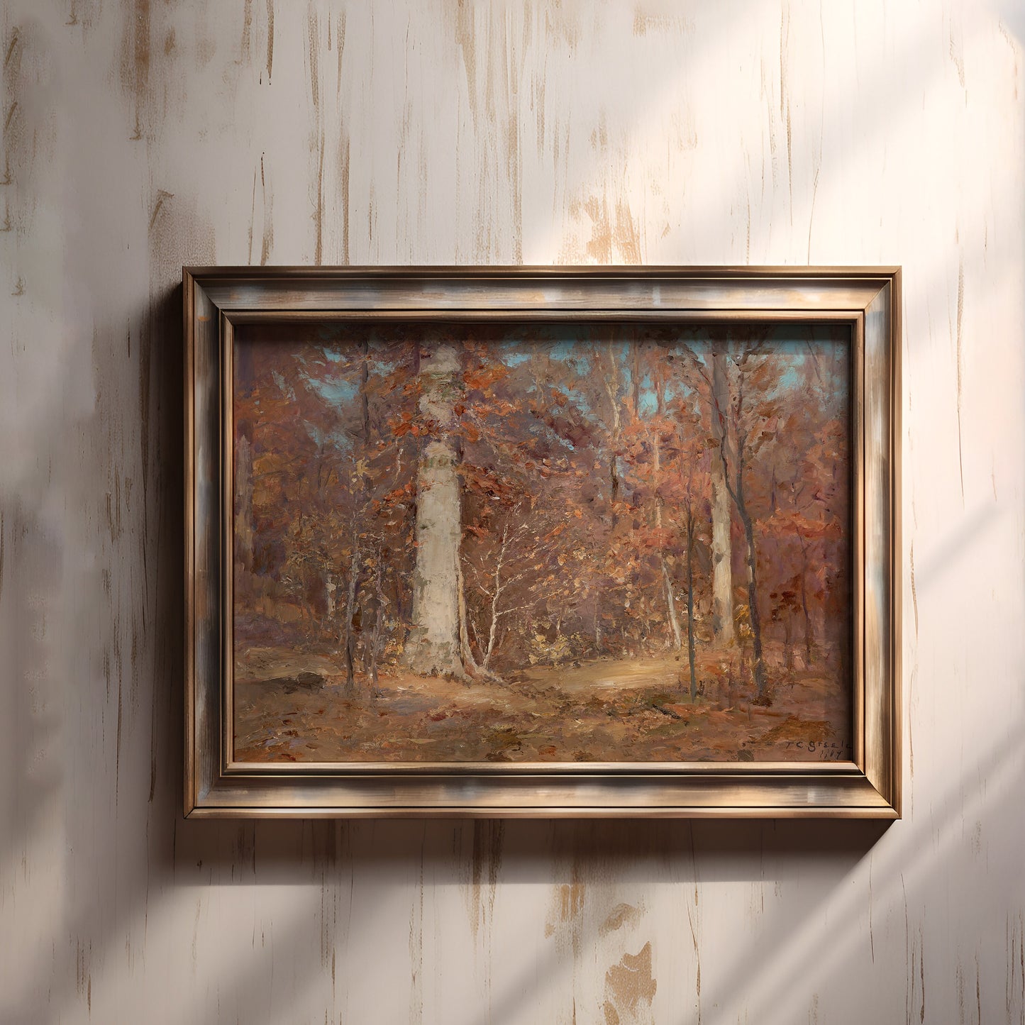 Rustic Landscape - Theodore Clement Steele, 19th century, Original vintage painting, antique Printable art  instant download, SKU  379TCS