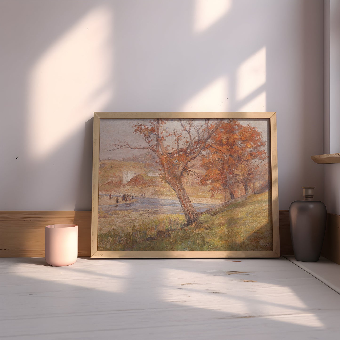 Original vintage painting, Rustic Landscape - Theodore Clement Steele, 19th century, antique Printable art  instant download, SKU  380TCS
