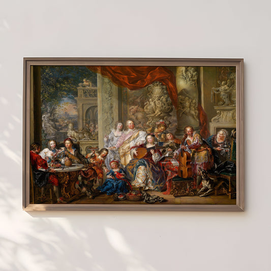 Platzer - Concert at Palace , original vintage oil figure painting , antique Printable art instant download , SKU 296JGP