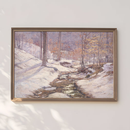 Landscape,Theodore Clement Steele - Winter Sunlight, Original vintage painting, 19th century, Printable art instant download, SKU 382TCS
