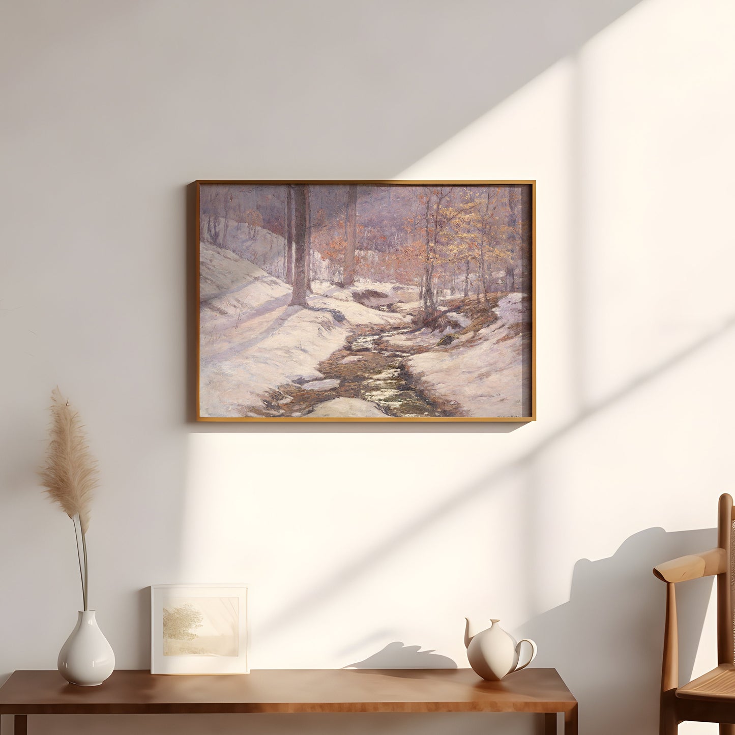 Landscape,Theodore Clement Steele - Winter Sunlight, Original vintage painting, 19th century, Printable art instant download, SKU 382TCS