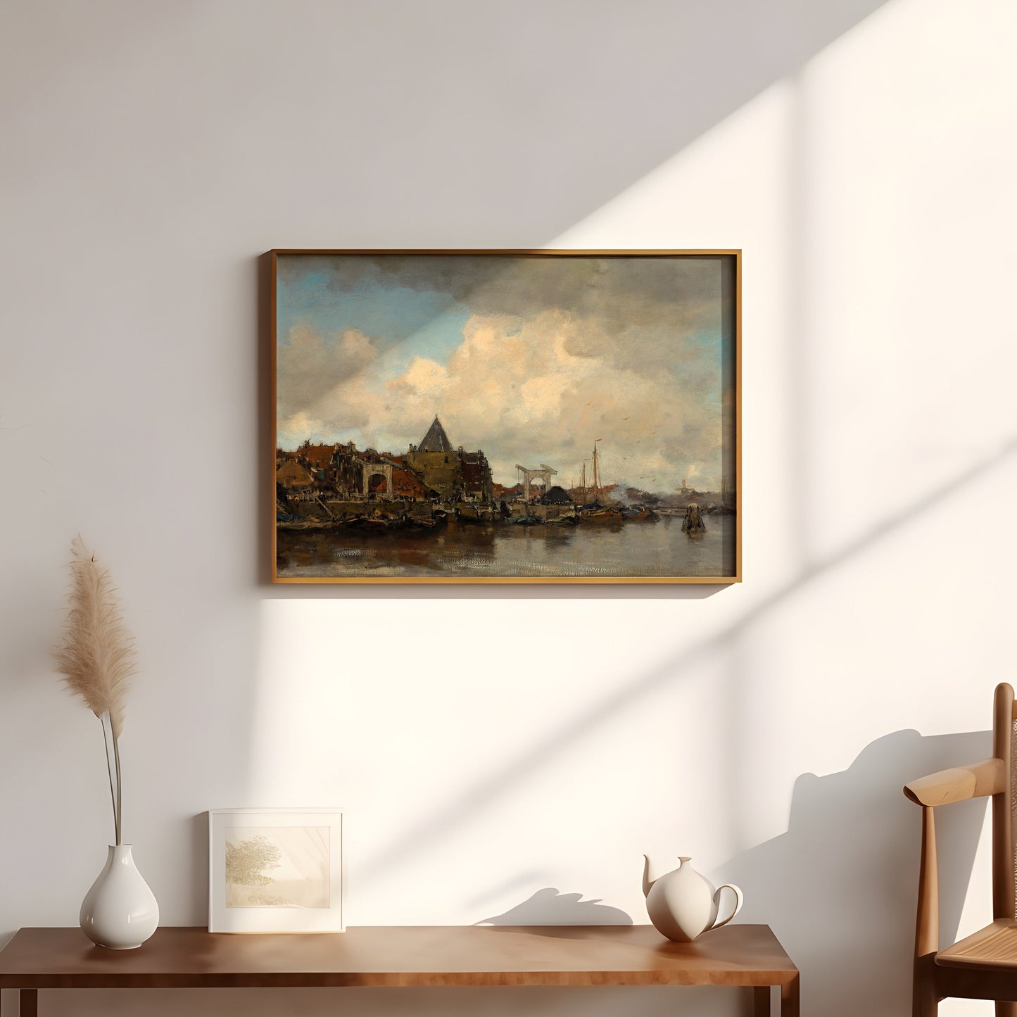 River Landscape, Jacob Maris - Boats, Original vintage painting, Printable fine art  instant download,  SKU  300JW
