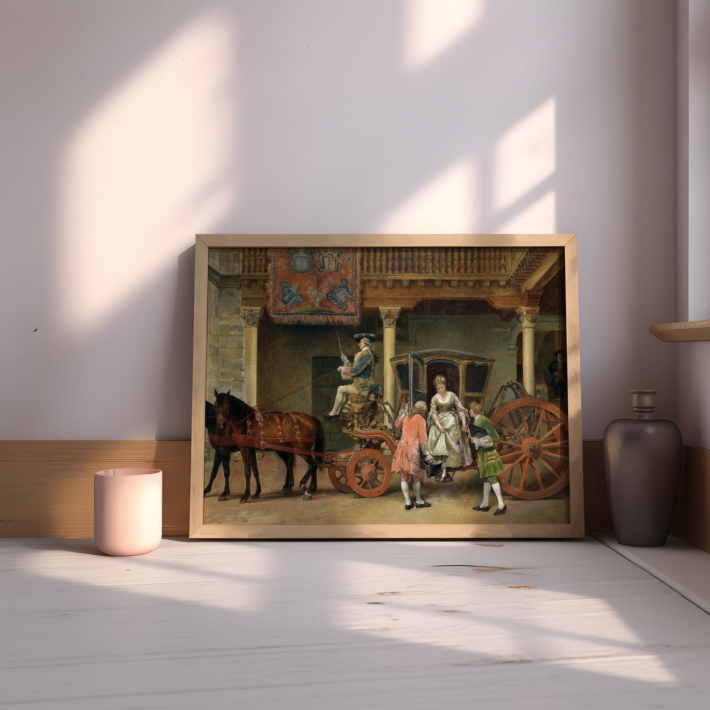 Escosura - Lady's Visit , original vintage oil figure painting , antique Printable art instant download , SKU 301ILE