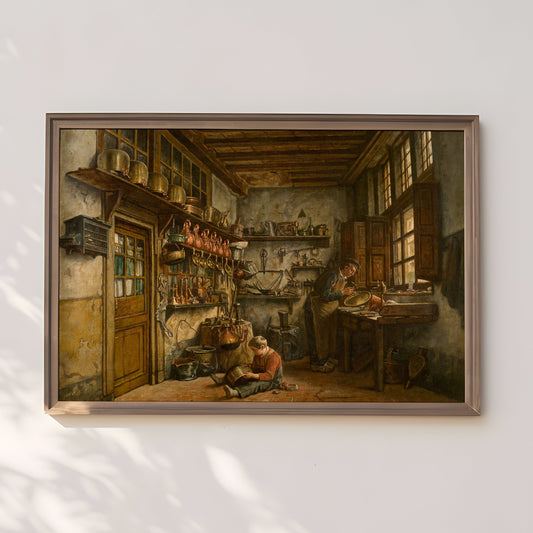 Henri de Braekeleer - Tinker , 19th century original antique oil figure painting , vintage Printable art instant download , SKU 302HB