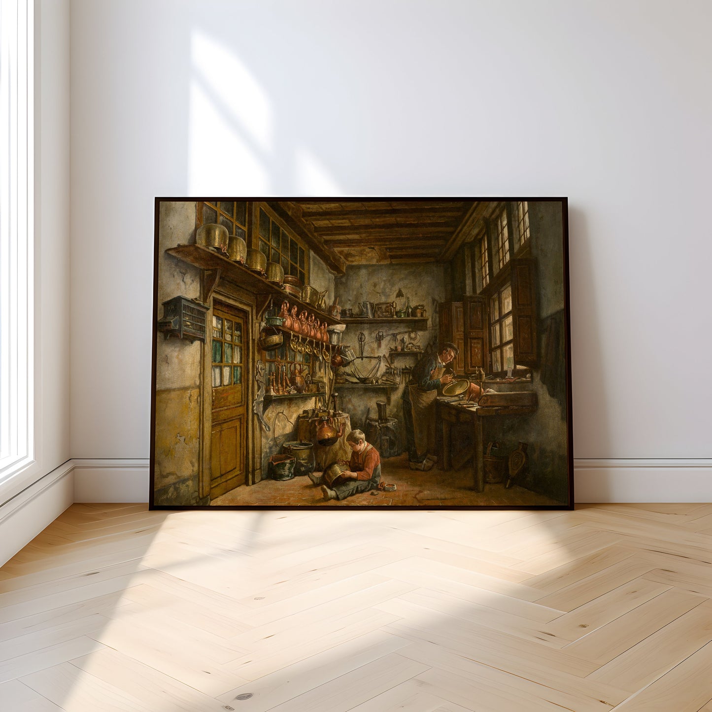 Henri de Braekeleer - Tinker , 19th century original antique oil figure painting , vintage Printable art instant download , SKU 302HB