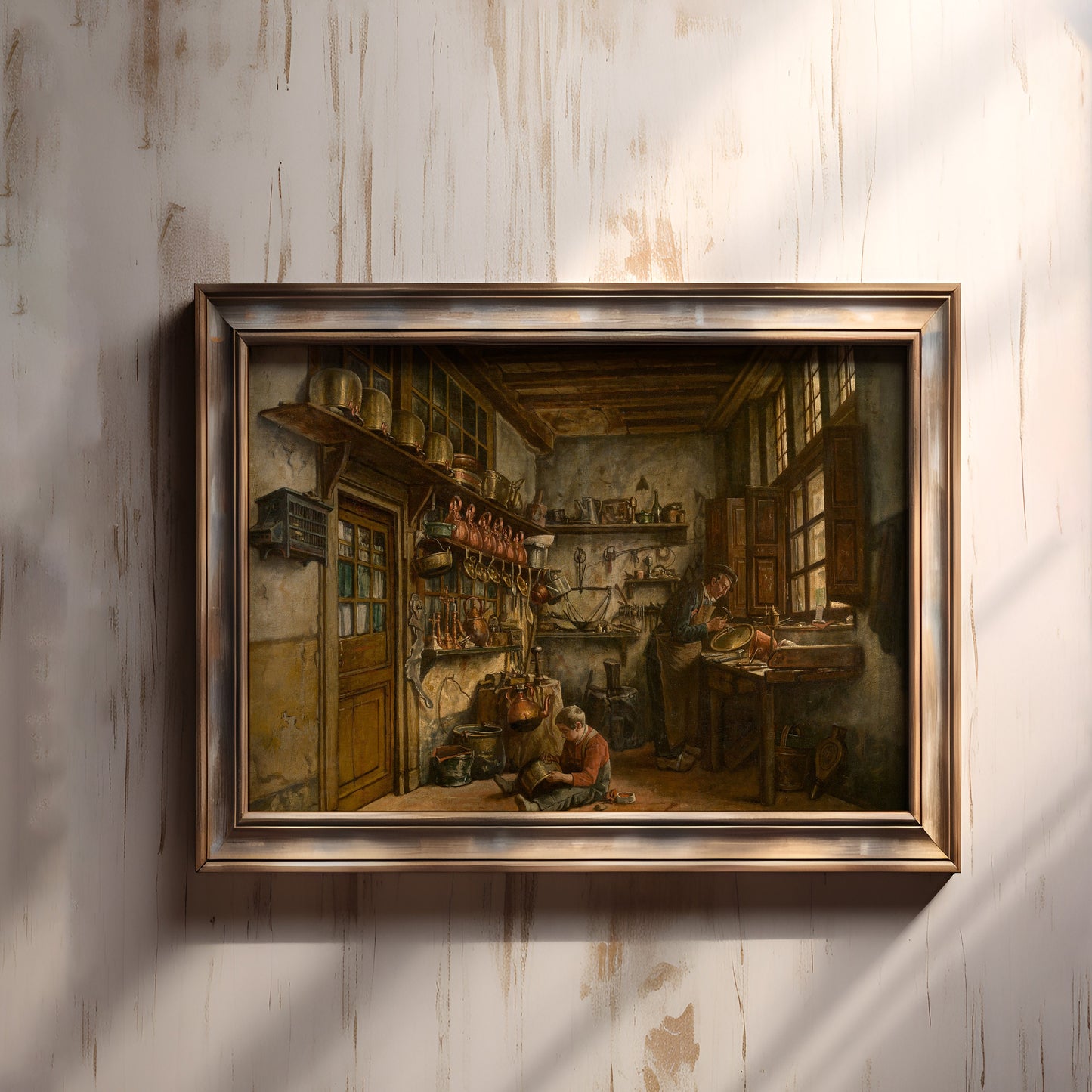 Henri de Braekeleer - Tinker , 19th century original antique oil figure painting , vintage Printable art instant download , SKU 302HB