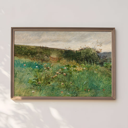 Rustic Landscape , Eugen Jettel - Meadow , Original vintage painting , antique Printable fine art instant download , SKU 304EJ