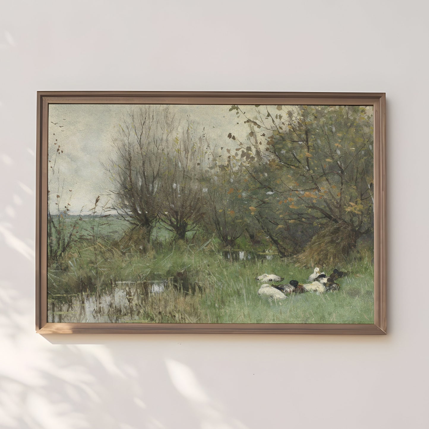 Ducks - Geo Poggenbeek , 19th century watercolour original vintage painting , antique Printable fine art instant download , SKU 307GP