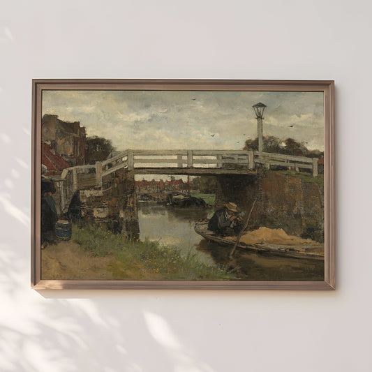 Bridge - Jacob Maris, Original vintage painting, Printable fine art  instant download,  SKU  308JM