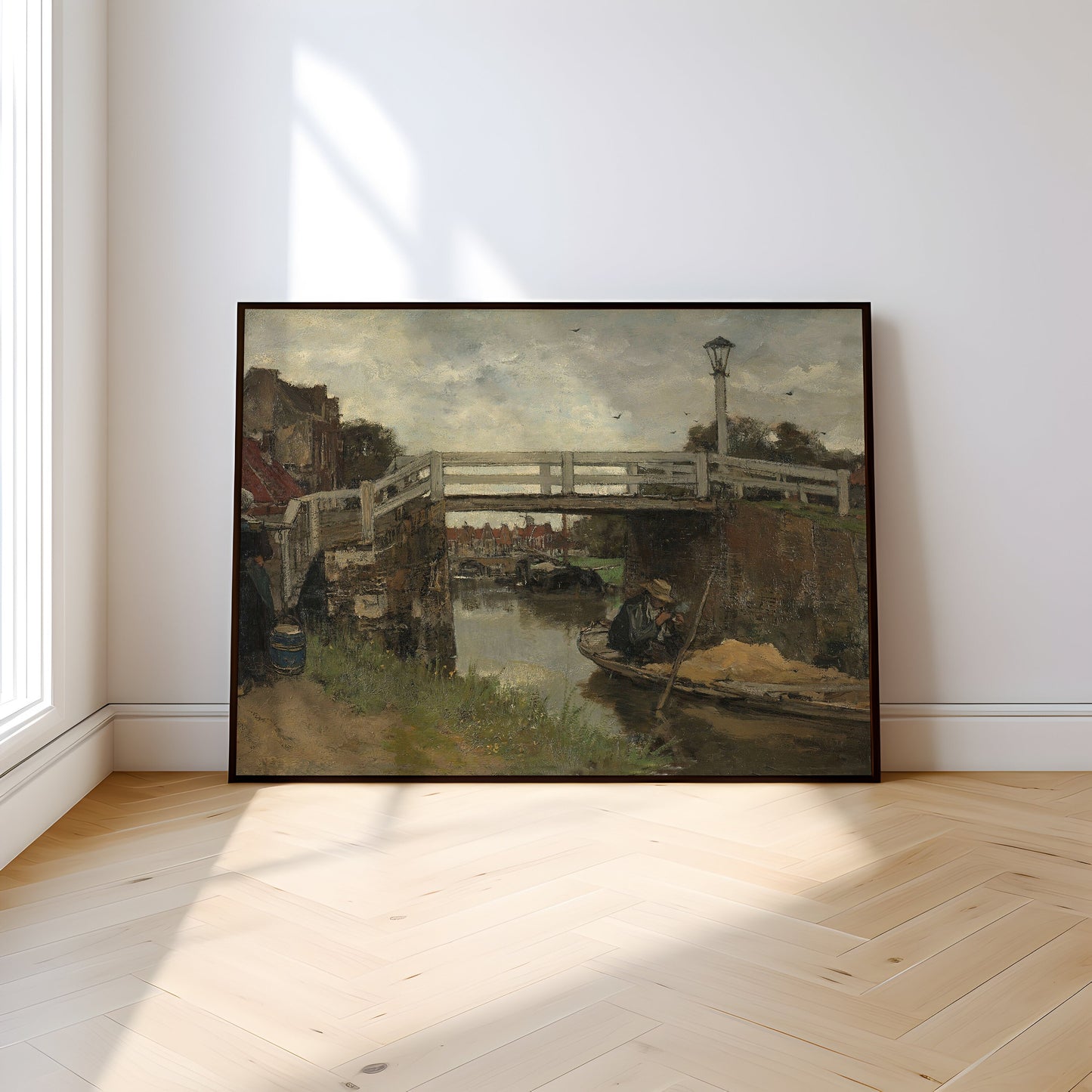 Bridge - Jacob Maris, Original vintage painting, Printable fine art  instant download,  SKU  308JM