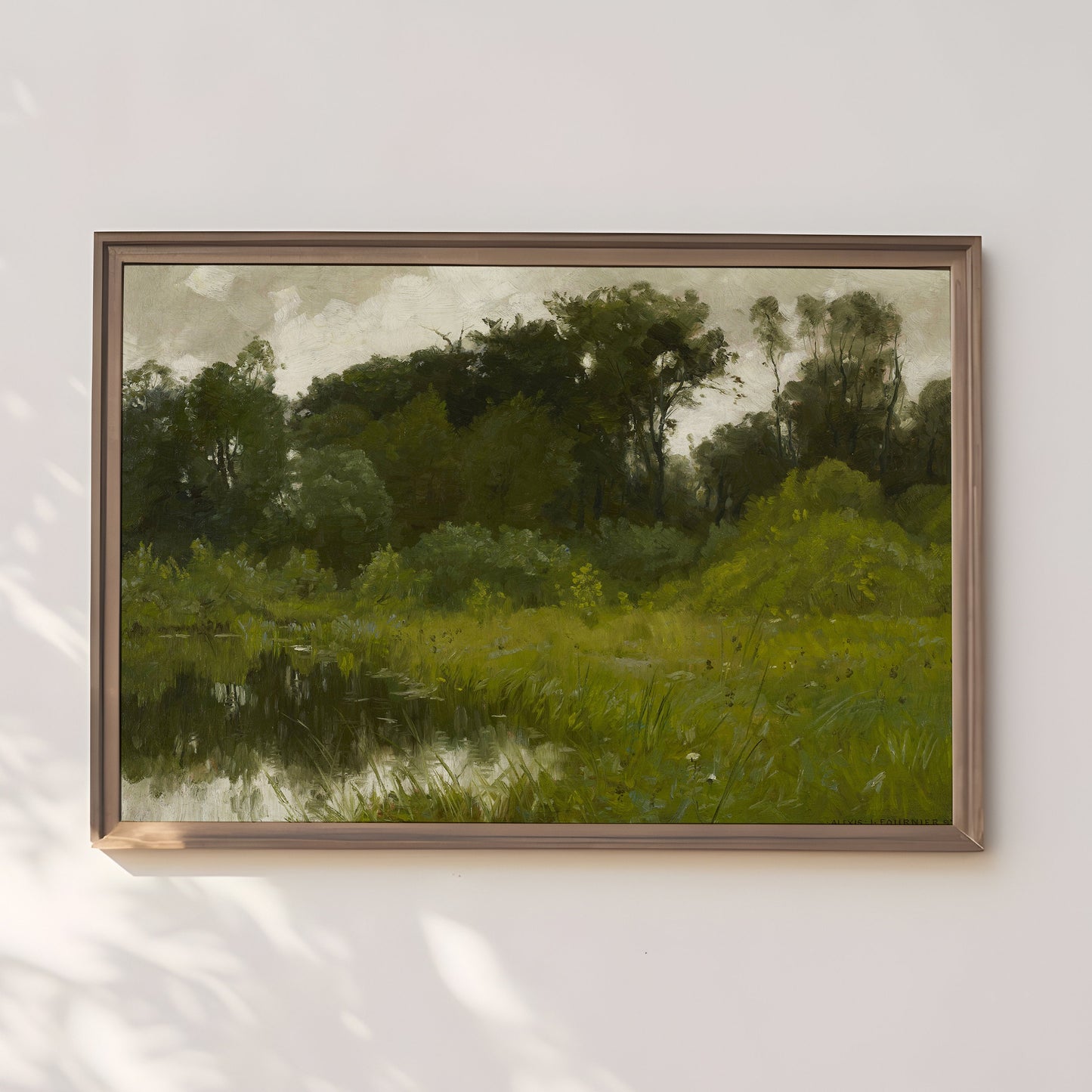 Rustic Landscape - Alexis Jean Fournier , 19th century Original antique painting , vintage Printable fine art instant download , SKU 312AJF