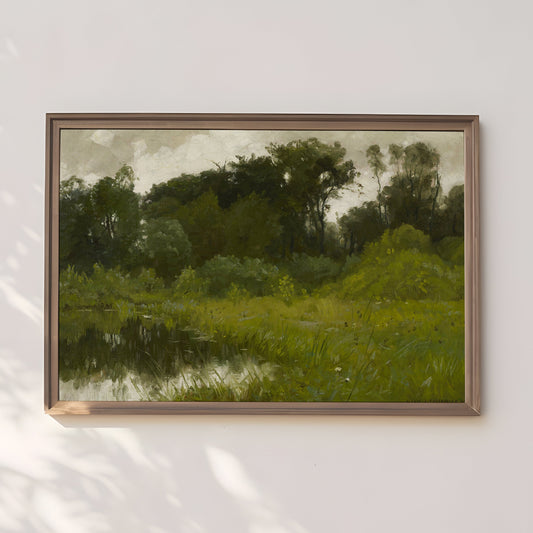 Rustic Landscape - Alexis Jean Fournier , 19th century Original antique painting , vintage Printable fine art instant download , SKU 312AJF