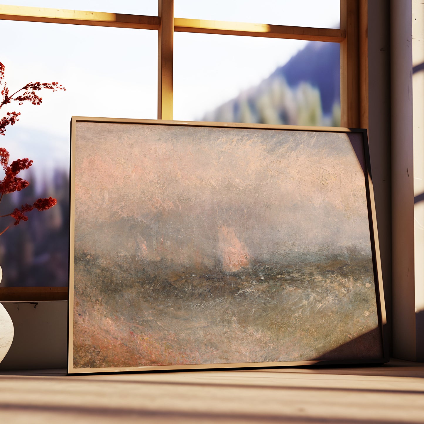 William Turner - Seascape original antique oil painting  vintage, Printable art  instant download, SKU  317JW