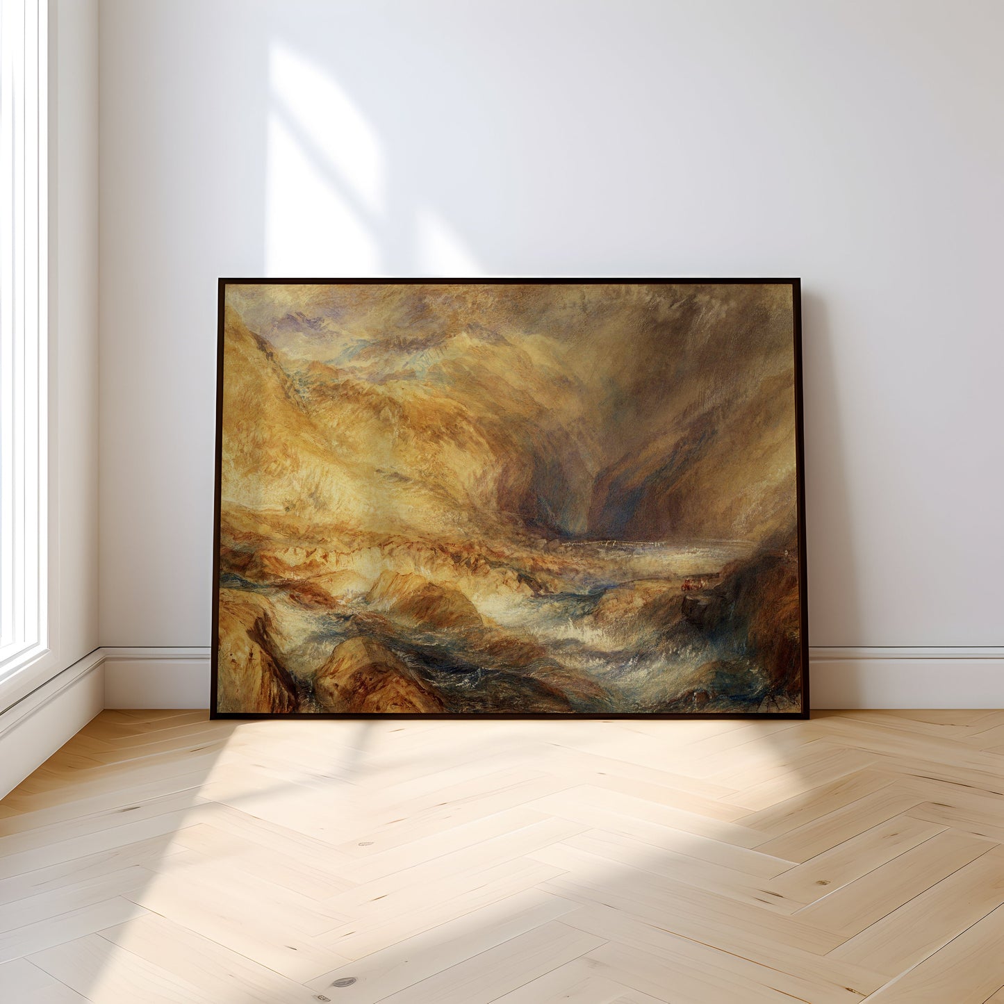 William Turner - Pass in Mountains, original antique oil painting  vintage, Printable art  instant download, SKU  322JWT