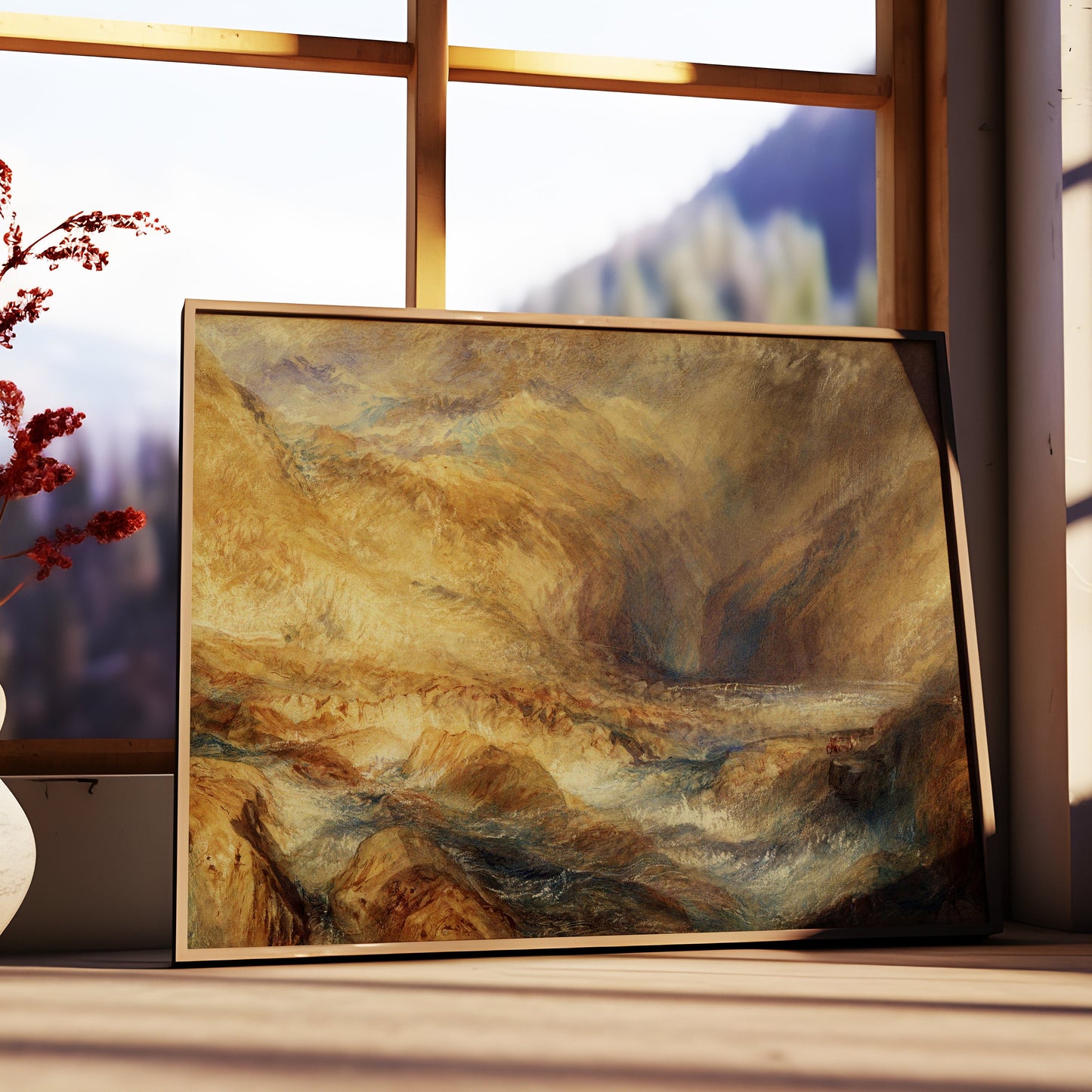 William Turner - Pass in Mountains, original antique oil painting  vintage, Printable art  instant download, SKU  322JWT