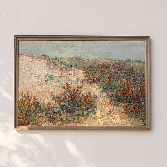 Landscape , Emilie Mediz-Pelican - Dunes , 19th century Original antique painting , vintage Printable art instant download , SKU 329EMP