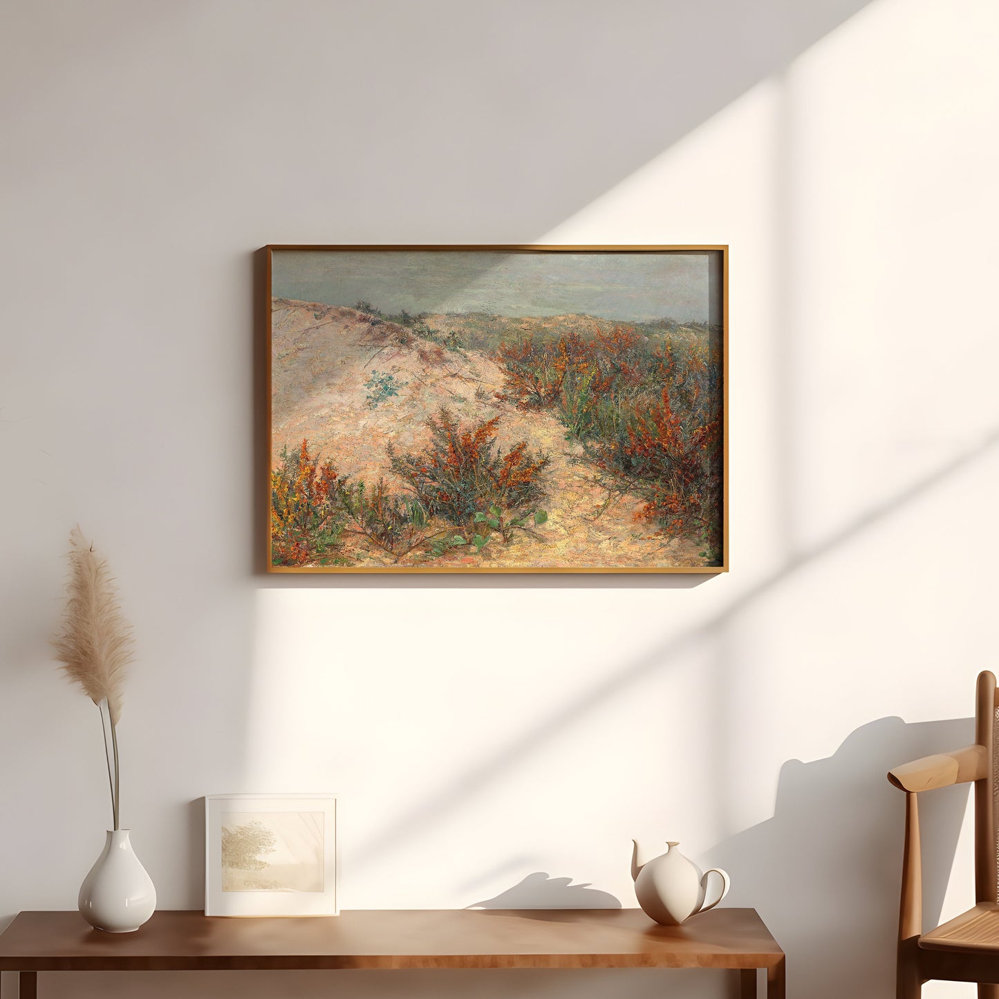 Landscape , Emilie Mediz-Pelican - Dunes , 19th century Original antique painting , vintage Printable art instant download , SKU 329EMP