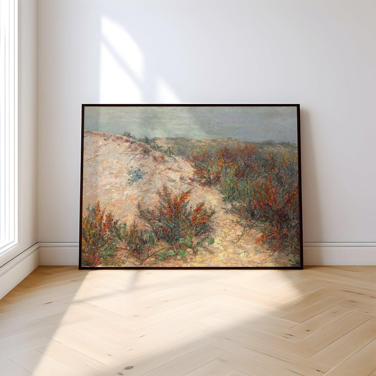 Landscape , Emilie Mediz-Pelican - Dunes , 19th century Original antique painting , vintage Printable art instant download , SKU 329EMP