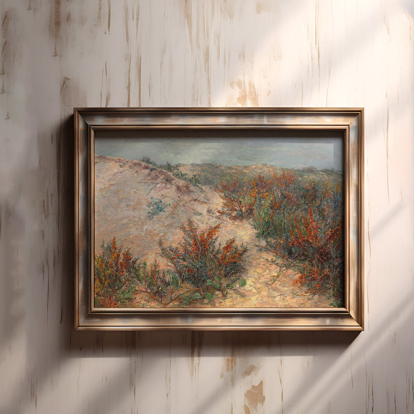 Landscape , Emilie Mediz-Pelican - Dunes , 19th century Original antique painting , vintage Printable art instant download , SKU 329EMP