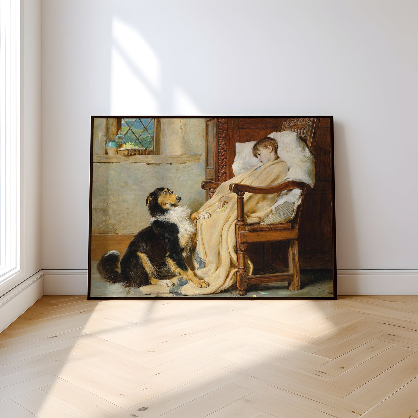 Old Playfellows - Briton Riviere , Boy and Dog , 19th century original antique painting , vintage Printable art instant download , SKU 333BR