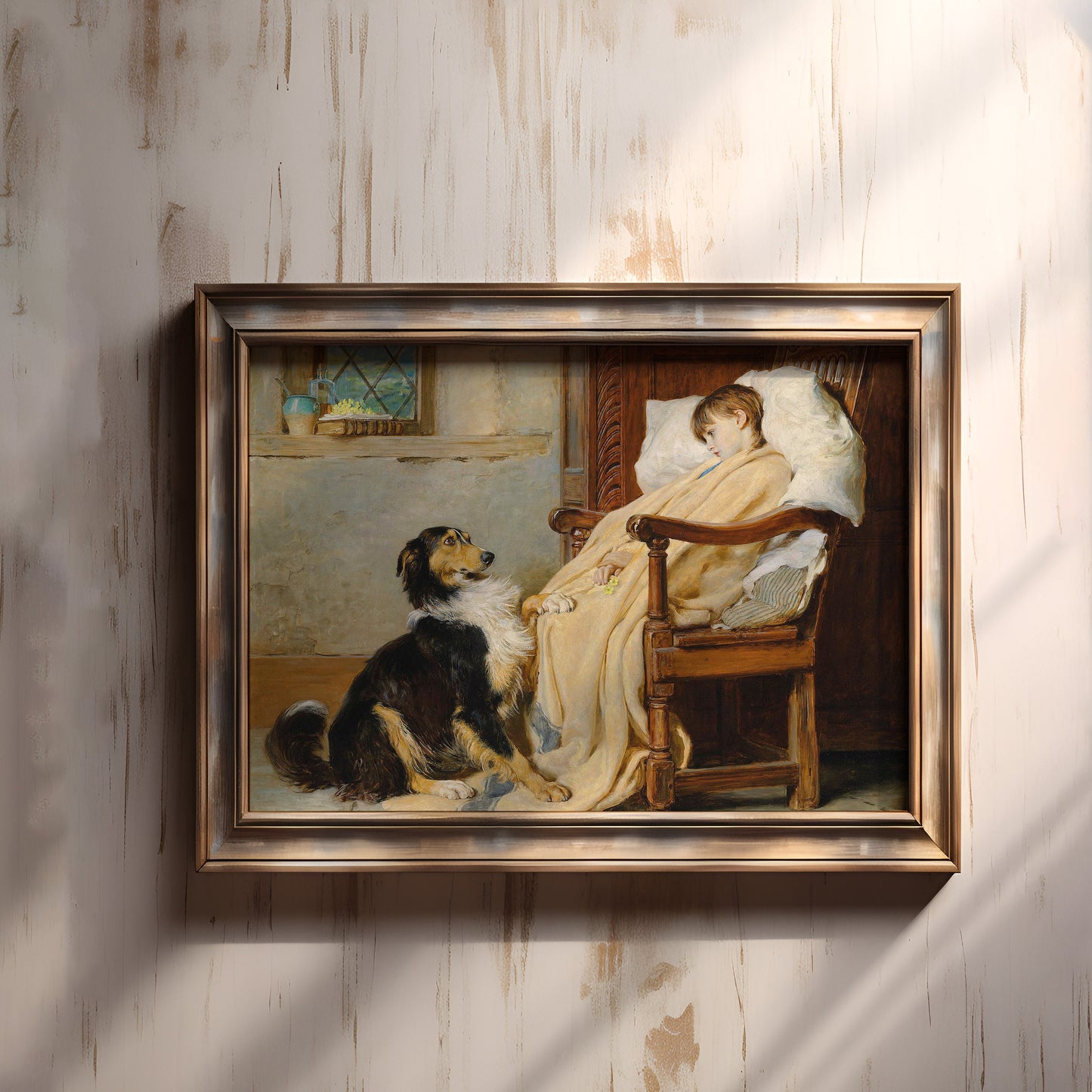 Old Playfellows - Briton Riviere , Boy and Dog , 19th century original antique painting , vintage Printable art instant download , SKU 333BR