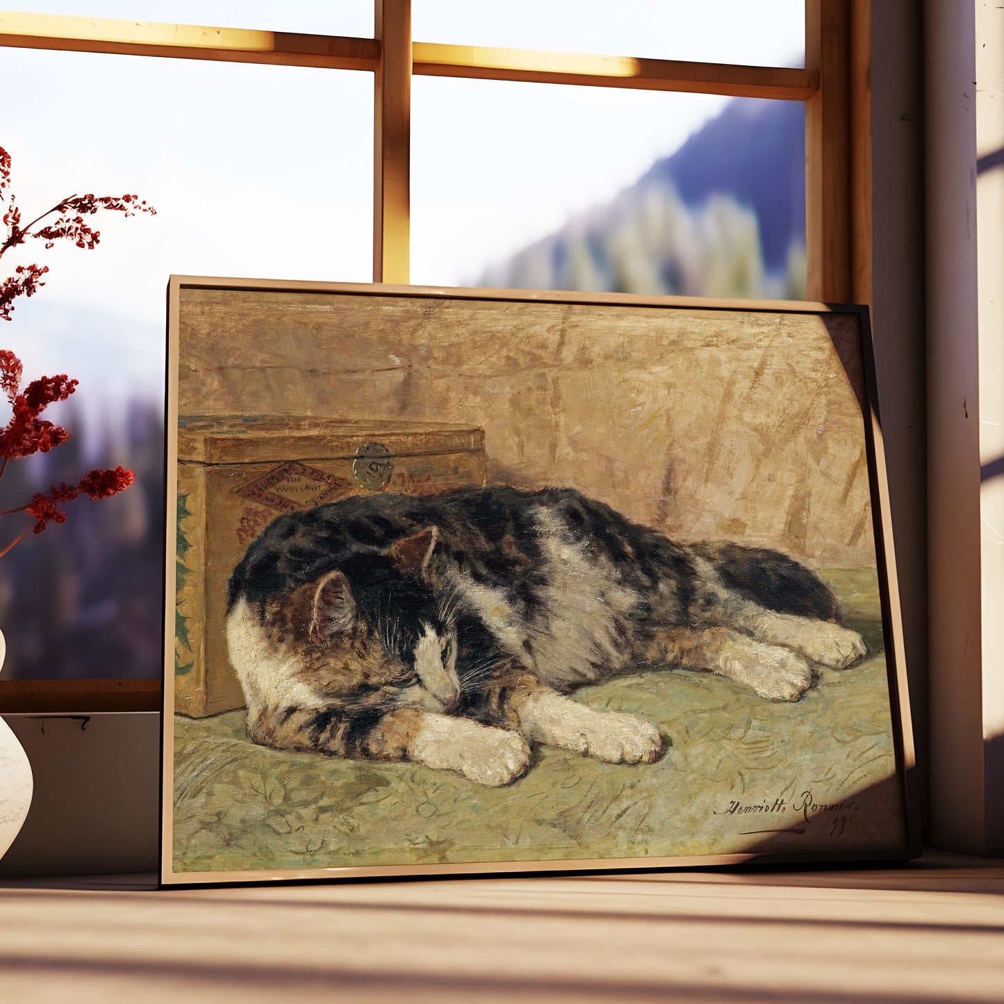 Henriette Ronner Knip -  Cat Nap, Original vintage painting, Printable fine art  instant download, SKU  339HRK