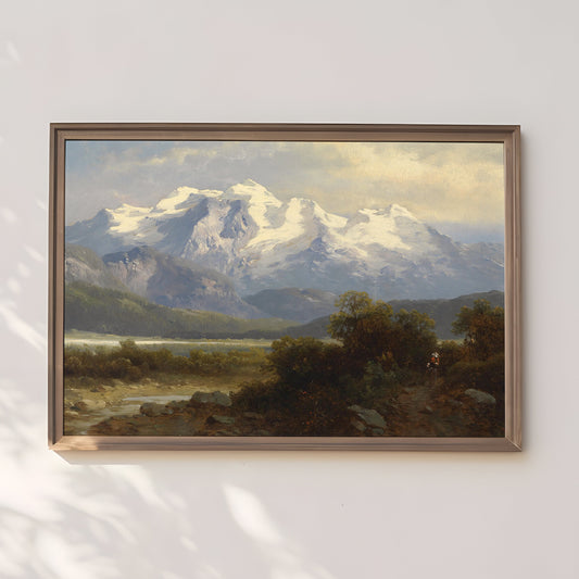 Austrian painting, Josef Thoma -Blue Mountains, Original antique fine art, vintage Printable art  instant download, SKU  347JT