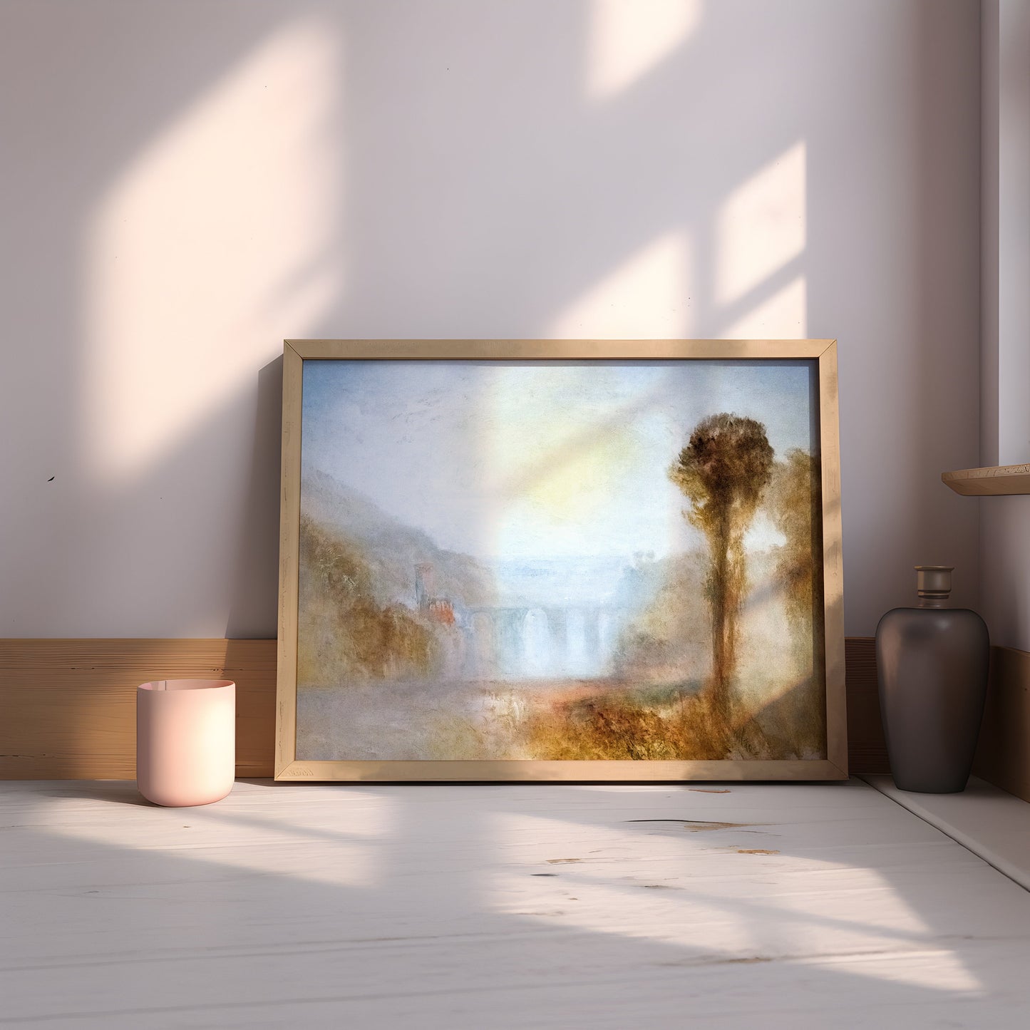 William Turner - Bridge of Towers, original antique oil painting  vintage, Printable art  instant download, SKU  349WT