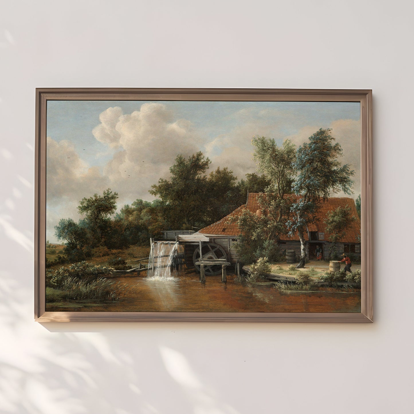 Dutch painting , Meindert Hobbema - Watermill , Rustic Landscape Original vintage artwork , Printable fine art instant download , SKU 351MH
