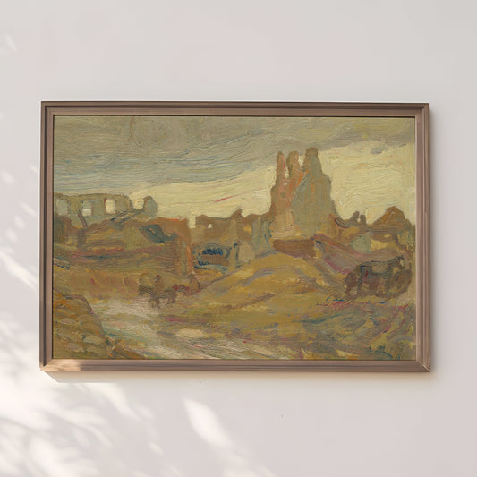 Landscape, Jackson - Ypres, Original vintage painting, Printable fine art  instant download,  SKU  355AYJ